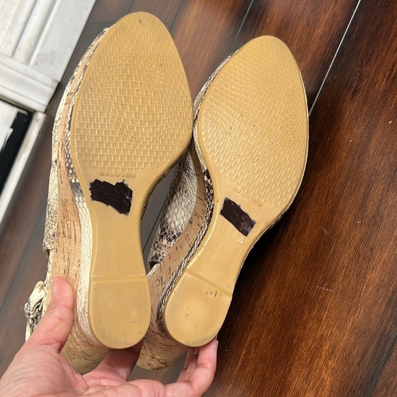 Stuart Weitzman Snake Embossed Leather Sling Back Wedge Heeled Sandals size 11 - Picture 10 of 13